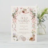 ウェスタンエレガントウォータカラーフローラカウボーイ結婚ズ 招待状 (スタンド正面)