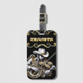 ウェスタンエレガントカウボーイチャーム付きストリングス ラゲッジタグ (正面縦)