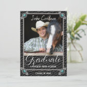 ウェスタンエレガントスタイルレザーフォト卒業Inv 招待状 (スタンド正面)