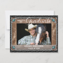 ウェスタンエレガントスタイルレザー写真卒業 案内状
