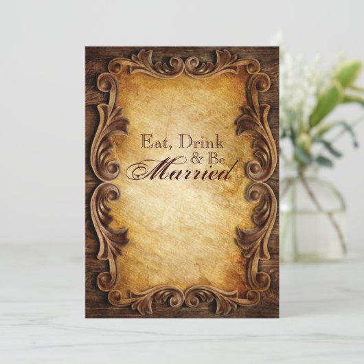 ウェスタンエレガントビンテージの結婚式のリハーサル 招待状 (スタンド正面)