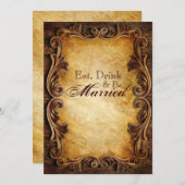 ウェスタンエレガントビンテージの結婚式のリハーサル 招待状 (正面/裏面)