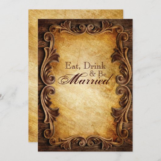 ウェスタンエレガントビンテージの結婚式のリハーサル 招待状 (正面/裏面)