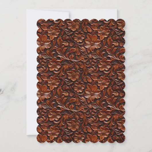 ウェスタンエレガントブラウンフローラ女性のカーボーイ 招待状 (裏面)