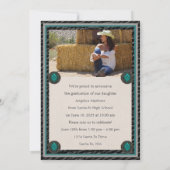 ウェスタンエレガントブラックレザー写真卒業 招待状 (裏面)