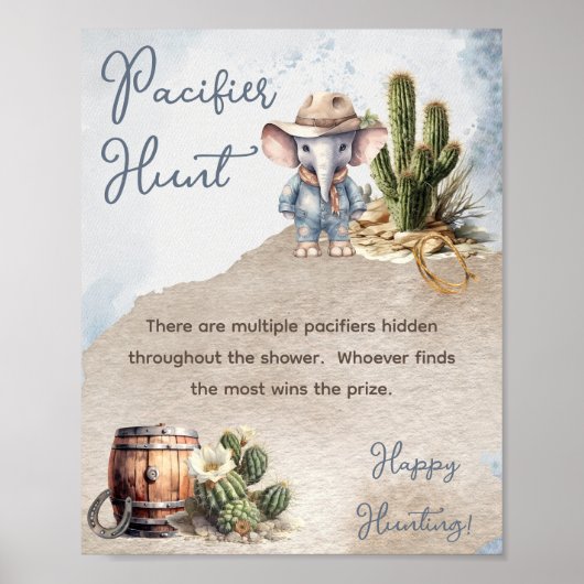 ウェスタンエレファントカウボーイベビーシャワーおしゃぶり狩り ポスター (正面)
