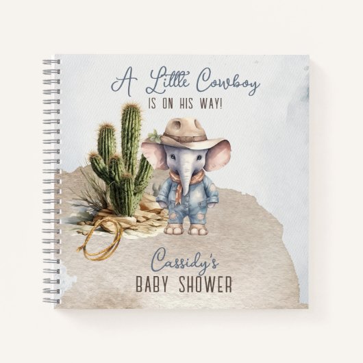 ウェスタンエレファントカウボーイベビーシャワーゲストブック ノートブック (正面)