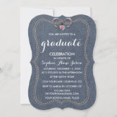 ウェスタンオールドデニムホースシューズ卒業招待状 招待状 (正面)