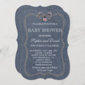 ウェスタンオールドデニムホースシューズ赤ちゃんシャワー招待状 招待状 (正面/裏面)