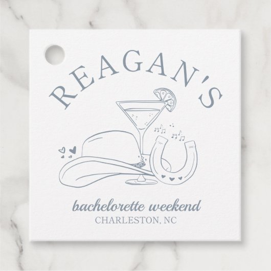 ウェスタンカウガールキュート手描きバチェロレッテパーティー フェイバータグ (正面)