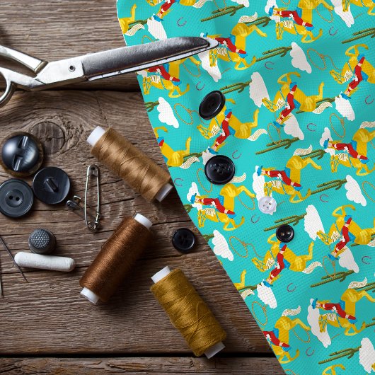 ウェスタンカウガールレトロパターン ファブリック