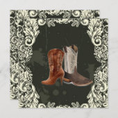 ウェスタンカウボーイのブーツを引っ掛け結婚る 招待状 (正面/裏面)