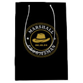 ウェスタンカウボーイのロゴが入ったオリジナルの groom's men プレゼント ミディアムペーパーバッグ (正面)