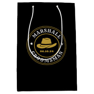 ウェスタンカウボーイのロゴが入ったオリジナルの groom's men プレゼント ミディアムペーパーバッグ