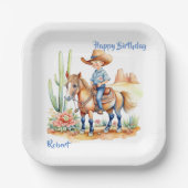 ウェスタンカウボーイオンホースパーソナライズされた誕生日 ペーパープレート (正面)