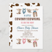 ウェスタンカウボーイカウガール性別発表ベイビーシャワー 招待状 (正面/裏面)