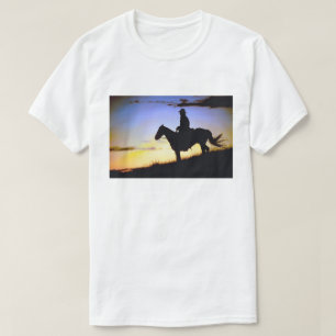 ウェスタンカウボーイサンセットシルエット Tシャツ