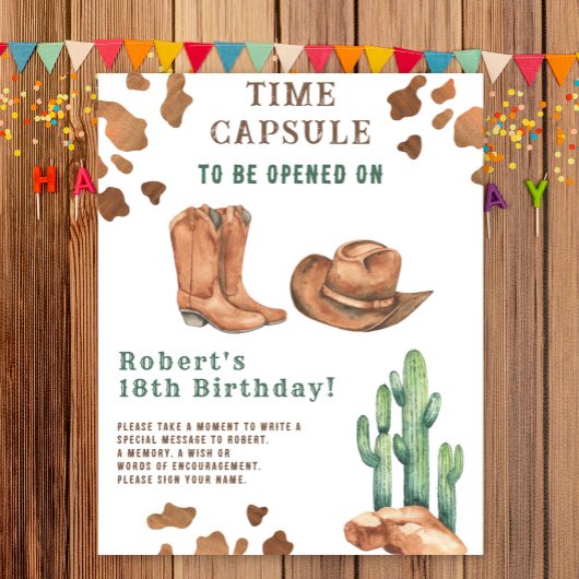 ウェスタンカウボーイタイムカプセル1歳の誕生日 ポスター