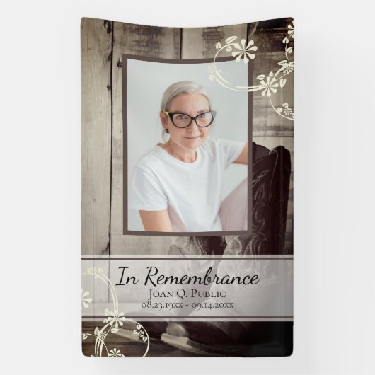 ウェスタンカウボーイブーツお祝いのライフ葬儀 横断幕 (縦)