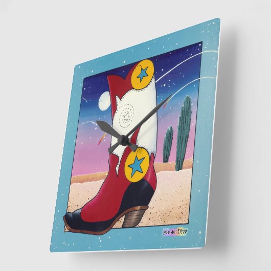 ウェスタンカウボーイブーツの壁時計のドレスアップ スクエア壁時計 (傾斜)