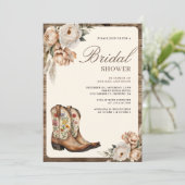 ウェスタンカウボーイブーツフォトQRコードブライダルシャワー 招待状 (スタンド正面)