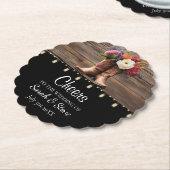 ウェスタンカウボーイブーツフローラエレガントな結婚式 ペーパーコースター (アングル)