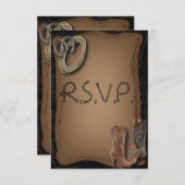 ウェスタンカウボーイブーツ結婚式RSVPを引っ掛ける 出欠カード (正面/裏面)