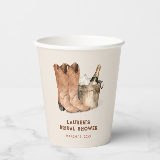 ウェスタンカウボーイブーツ&バブリーブライダルシャワー 紙コップ (正面)