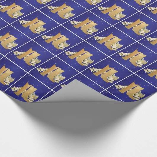 ウェスタンカウボーイブーツ&ポインセティアスホリデーラップ ラッピングペーパー (角)