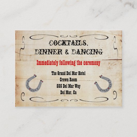 ウェスタンカウボーイレセプション封筒カード挿入 エンクロージャーカード (正面)