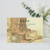 ウェスタンカウボーイ女性のカーボーイウェディングRSVP 出欠カード (スタンド正面)