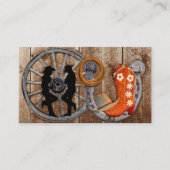 ウェスタンカウボーイ女性のカーボーイホースショーワゴンホイール 名刺 (正面)