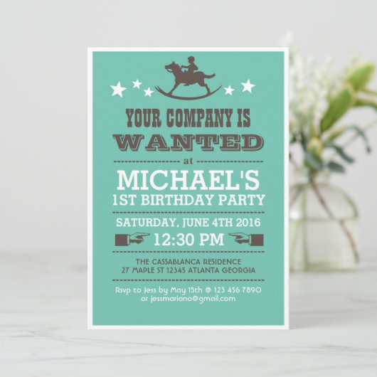 ウェスタンカウボーイ誕生日招待状forボーイズ 招待状 (スタンド正面)