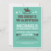 ウェスタンカウボーイ誕生日招待状forボーイズ