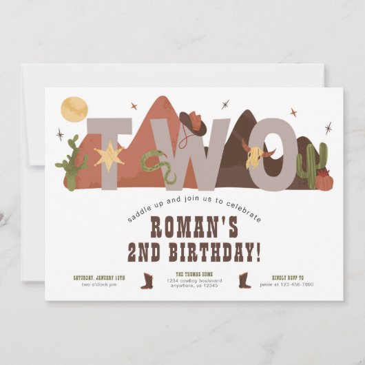 ウェスタンカウボーイ2nd誕生日招待状 招待状 (正面)