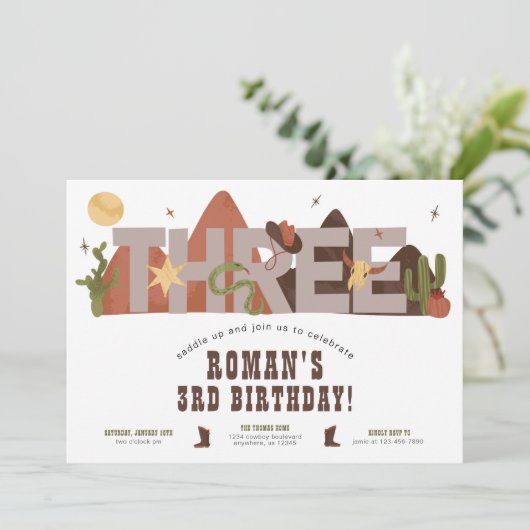 ウェスタンカウボーイ3rd誕生日招待状 招待状 (スタンド正面)