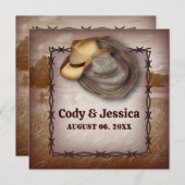 ウェスタンカウボーイ ラスティックカントリー ウェディング 招待状 (正面/裏面)