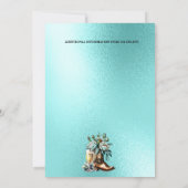 ウェスタンカウボーブーツアクアマリンティール(緑がかった色)バブルシック 招待状 (裏面)