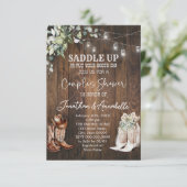 ウェスタンカップルシャワー招待状素朴カウボーイ 出欠カード (スタンド正面)