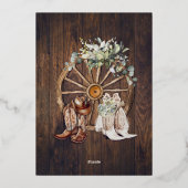 ウェスタンカップルシャワー招待状素朴カウボーイ 箔招待状 (裏面)