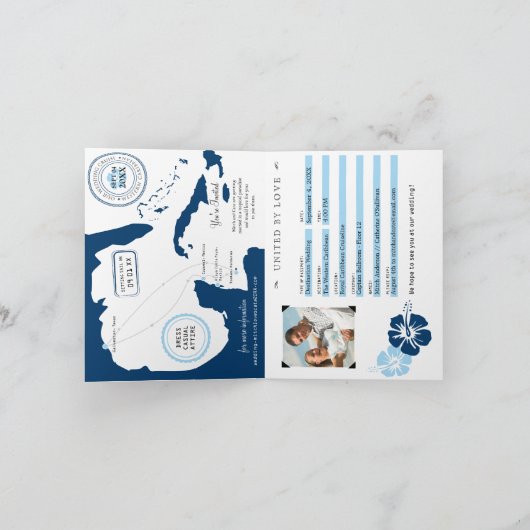 ウェスタンカリブのテキサス州クルーズ結婚パスポート 招待状 (内部)