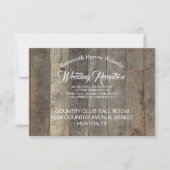 ウェスタンカントリーの木目調の納屋での結婚式の披露宴 招待状 (正面)