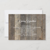 ウェスタンカントリーの木目調の納屋での結婚式の披露宴 招待状 (裏面)