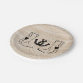 ウェスタンカントリーウェディングカウボーイ素朴ウッド ペーパープレート (アングル)