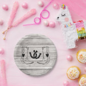 ウェスタンカントリーウェディングカウボーイ素朴ウッド ペーパープレート (パーティー)