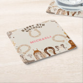 ウェスタンカントリーカウボーイバースデーパーティー スクエアペーパーコースター (アングル)