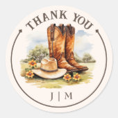 ウェスタンカントリーカウボーイブーツラスティックウェディング ラウンドシール (正面)