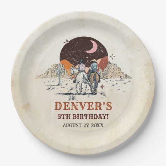 ウェスタンカントリーカウボーイロデオバースデーパーティー紙 ペーパープレート (正面)
