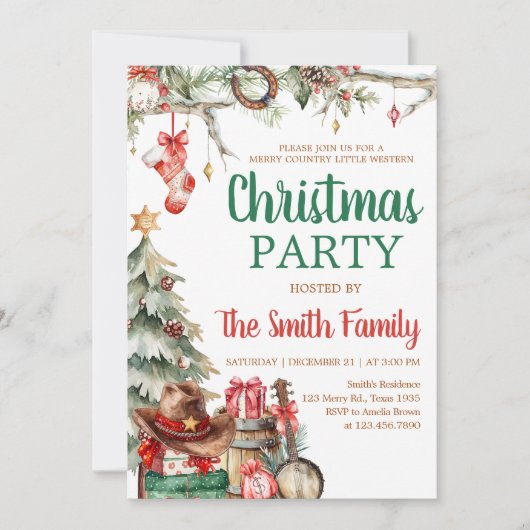 ウェスタンカントリークリスマスパーティー 招待状 (正面)