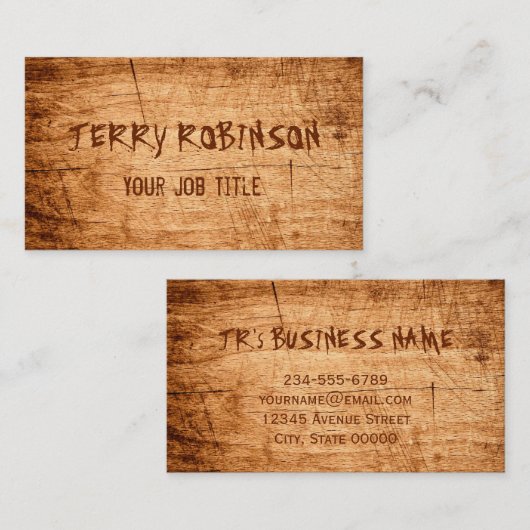 ウェスタンカントリー調の傷ついた木目 名刺 (正面/裏面)